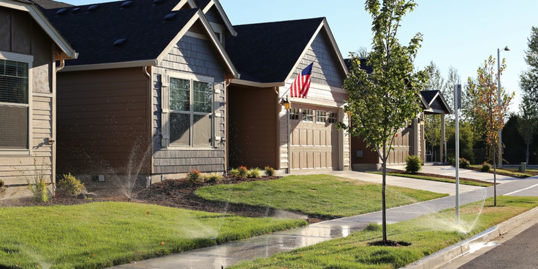 family homes in suburban neighborhood